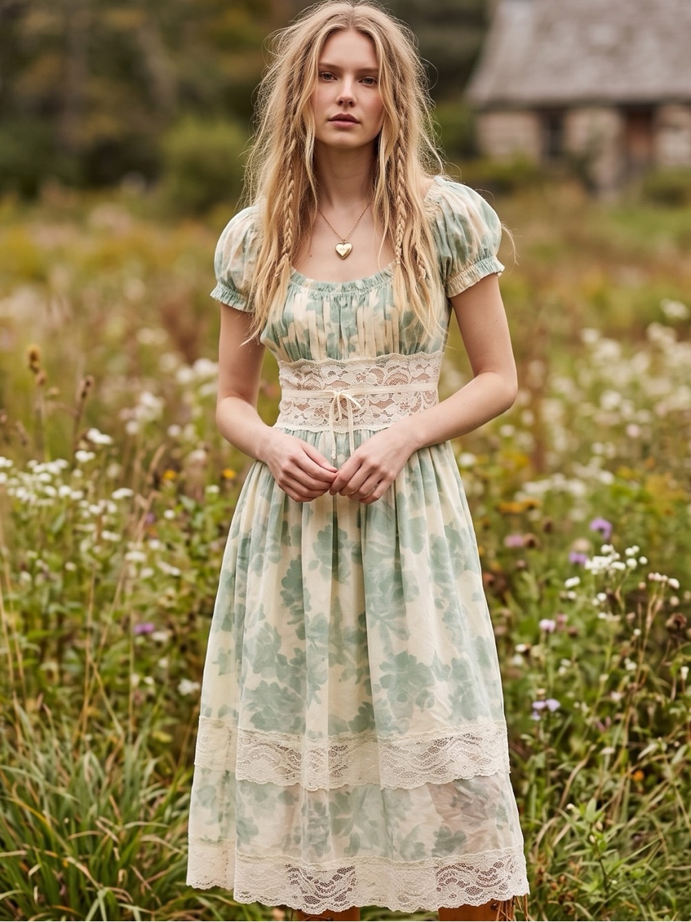 Free People Ethereal Dainty Lace Honeysuckle Floral Printed Midi Dress Large - Picture 5 of 16
